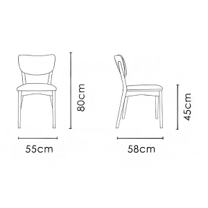 ابعاد صندلی رستورانی بدون دسته P755 نظری
