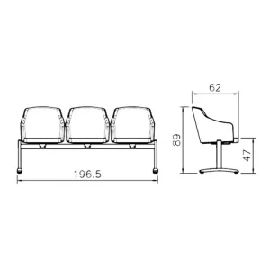 ابعاد صندلی انتظار W930p3 روما رایانه صنعت