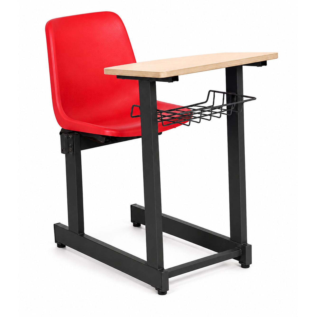 میز و نیمکت مدرسه ای تکفره LX با جاکتابی مدل TS401A بنیزان استاتیک مشکی